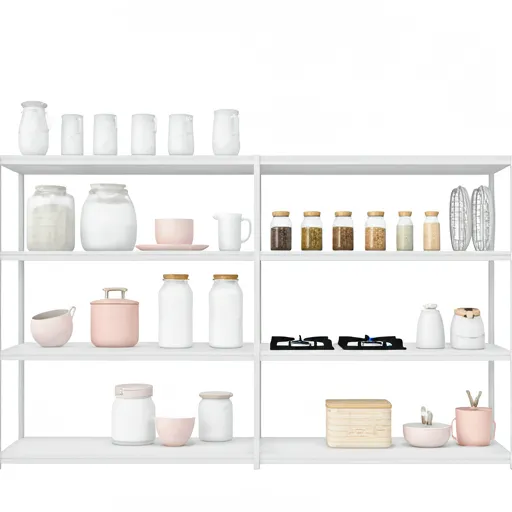Estantería de cocina con recipientes ordenados